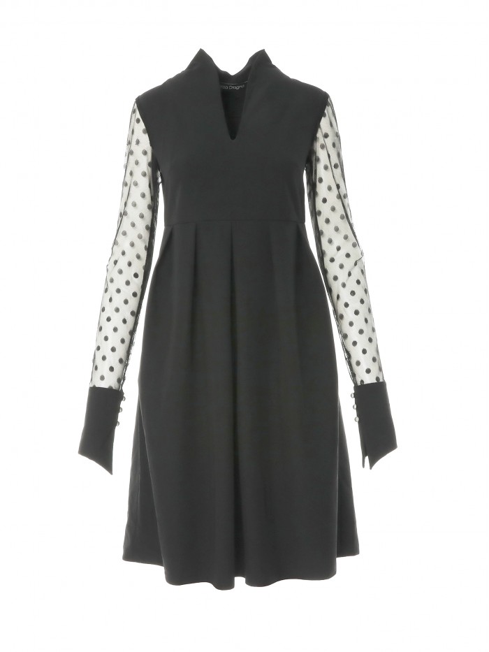 Rochie midi cu maneci de tul