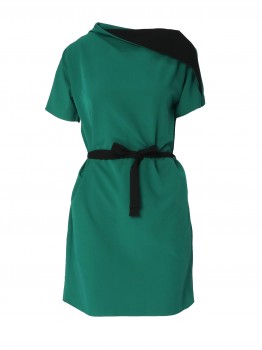  Rochie bicolor cu maneca scurta