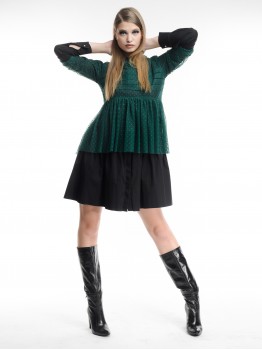  Bluza verde tul cu pliuri si buline