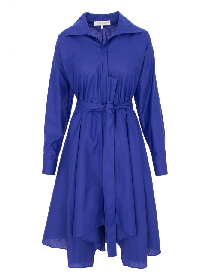 Rochie camasa albastra asimetrica