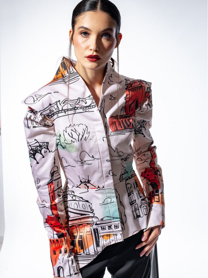 Camasa cu print Memories of Romania