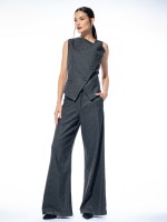 Pantaloni drepti gri din lana 