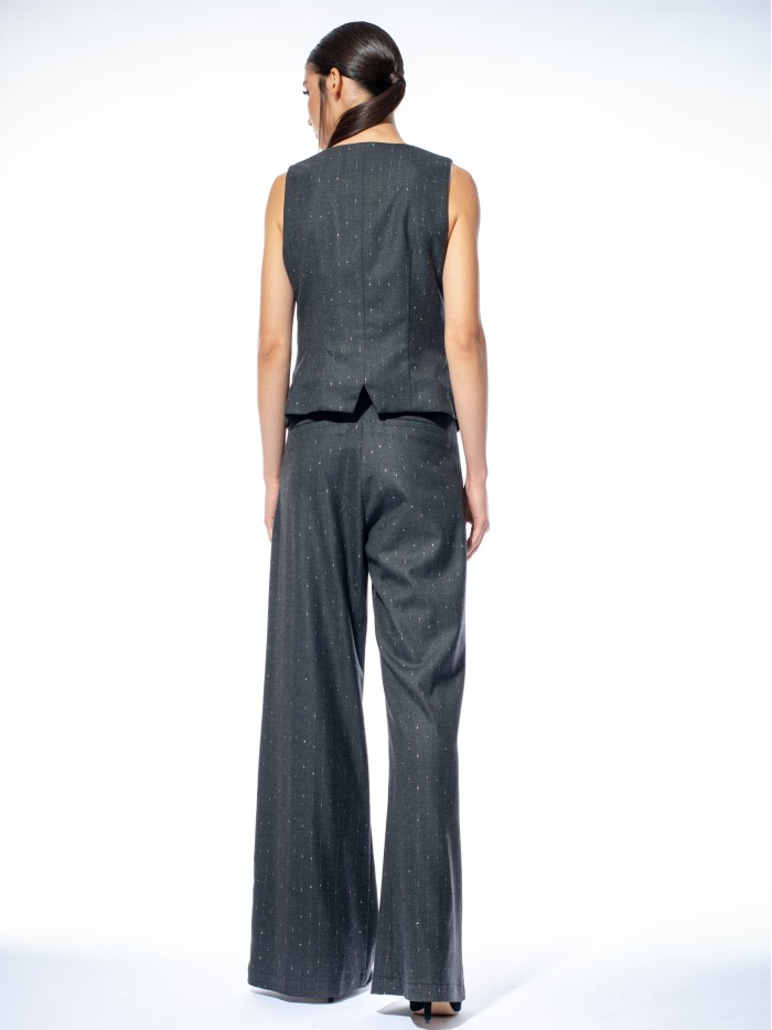 Pantaloni drepti gri din lana 