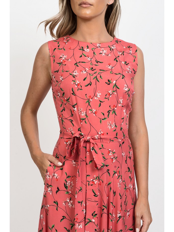 Rochie lunga, evazata cu imprimeu floral